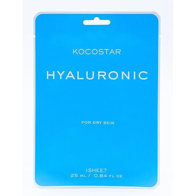 KOCOSTAR VEGAN FACIAL SHEET MASK HYALURONIC | FACE MASK FOR DEEP HYDRATION & MOISTURE BOOSTING TREATMENT FOR RADIANT SKIN | PACK OF 1, 25ML - Image 1